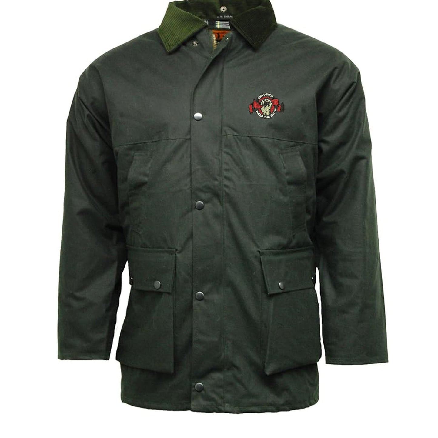 Red Devils Keep The Faith Embroidered Padded Wax Jacket