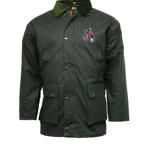 MOD Union Jack Scooter Embroidered Padded Wax Jacket