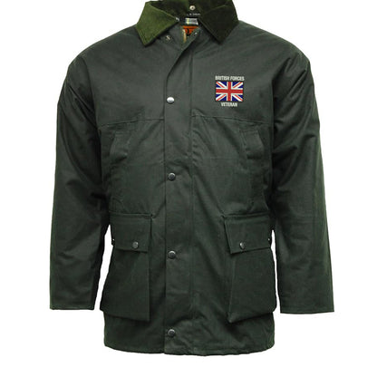 British Forces Veteran Embroidered Padded Wax Jacket