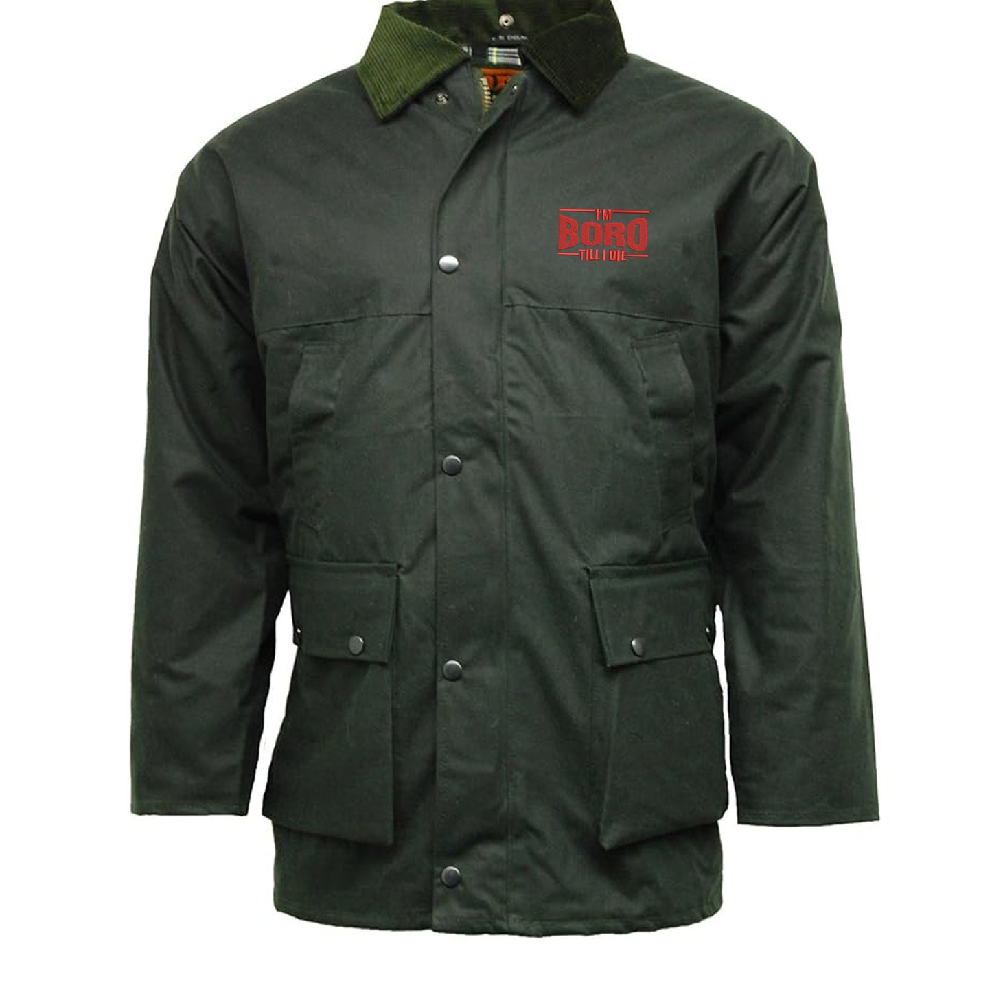 I'm Boro Till I Die Embroidered Padded Wax Jacket