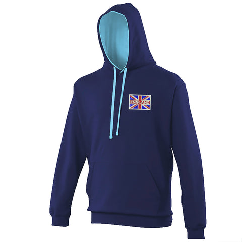 England Coloured Union Jack Embroidered Contrast Hoodie