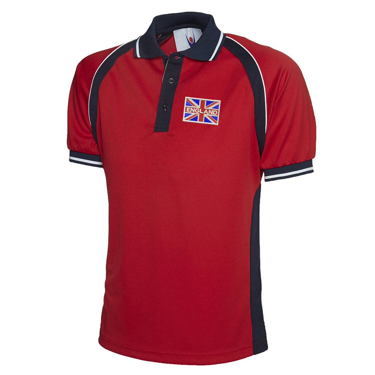 England Coloured Union Jack Embroidered Polyester Sports Polo Shirt