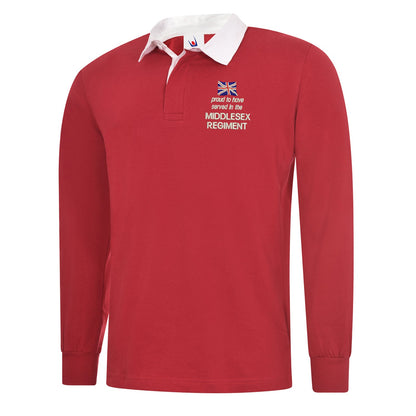 Proud to Have Served in The Middlesex Regiment Embroidered Long Sleeve Rugby Shirt