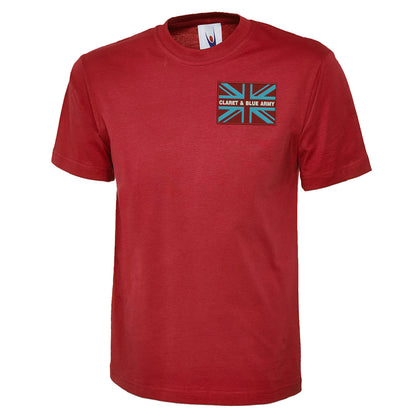 Claret & Blue Army Coloured Union Jack T Shirt