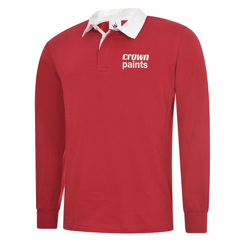 Retro Crown Paints Embroidered Long Sleeve Rugby Shirt