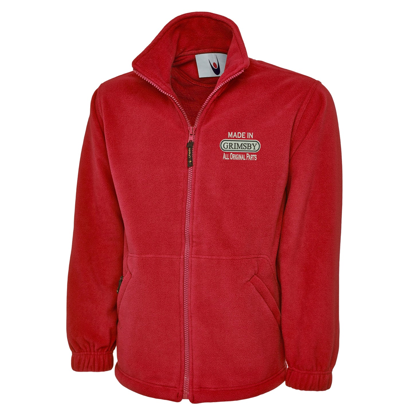 Made in Grimsby All Original Parts Embroidered Premium Fleece Jacket