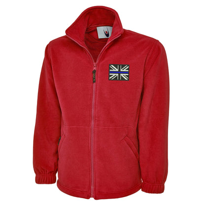 Thin Blue Line Union Jack Embroidered Premium Fleece Jacket