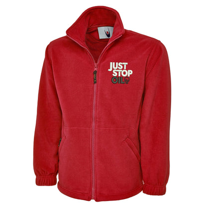 Just Stop Oil Embroidered Premium Fleece Jacket