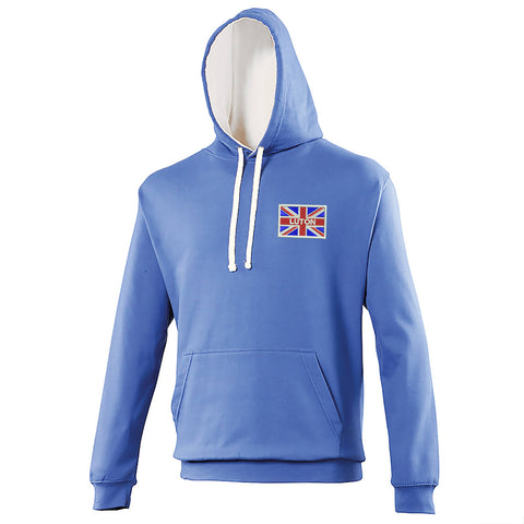 Luton Coloured Union Jack Embroidered Contrast Hoodie