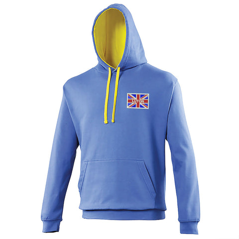 Luton Coloured Union Jack Embroidered Contrast Hoodie