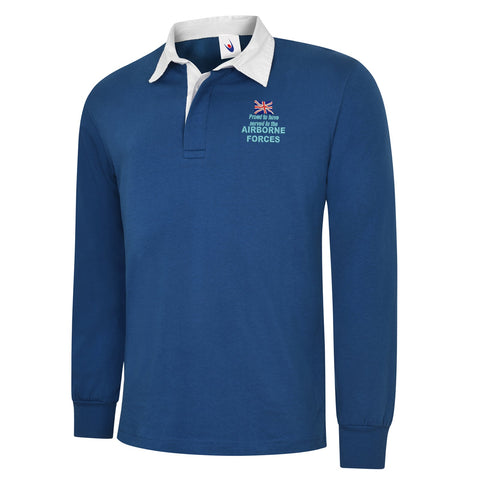 Proud to Have Served in The Airborne Forces Embroidered Long Sleeve Rugby Shirt