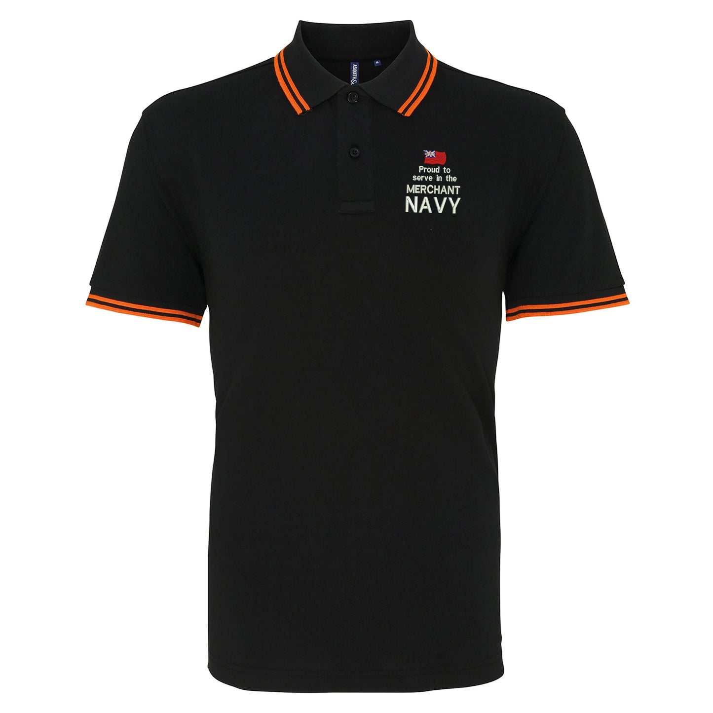 Proud to Serve in The Merchant Navy Embroidered Tipped Polo Shirt