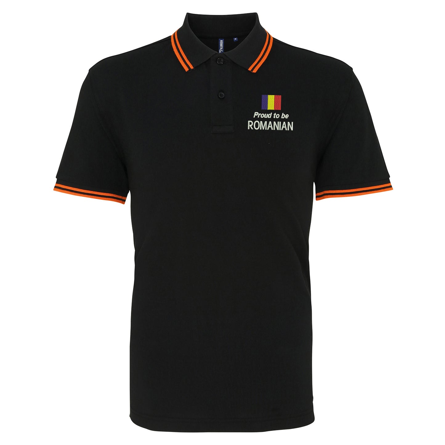 Proud to be Romanian Embroidered Tipped Polo Shirt