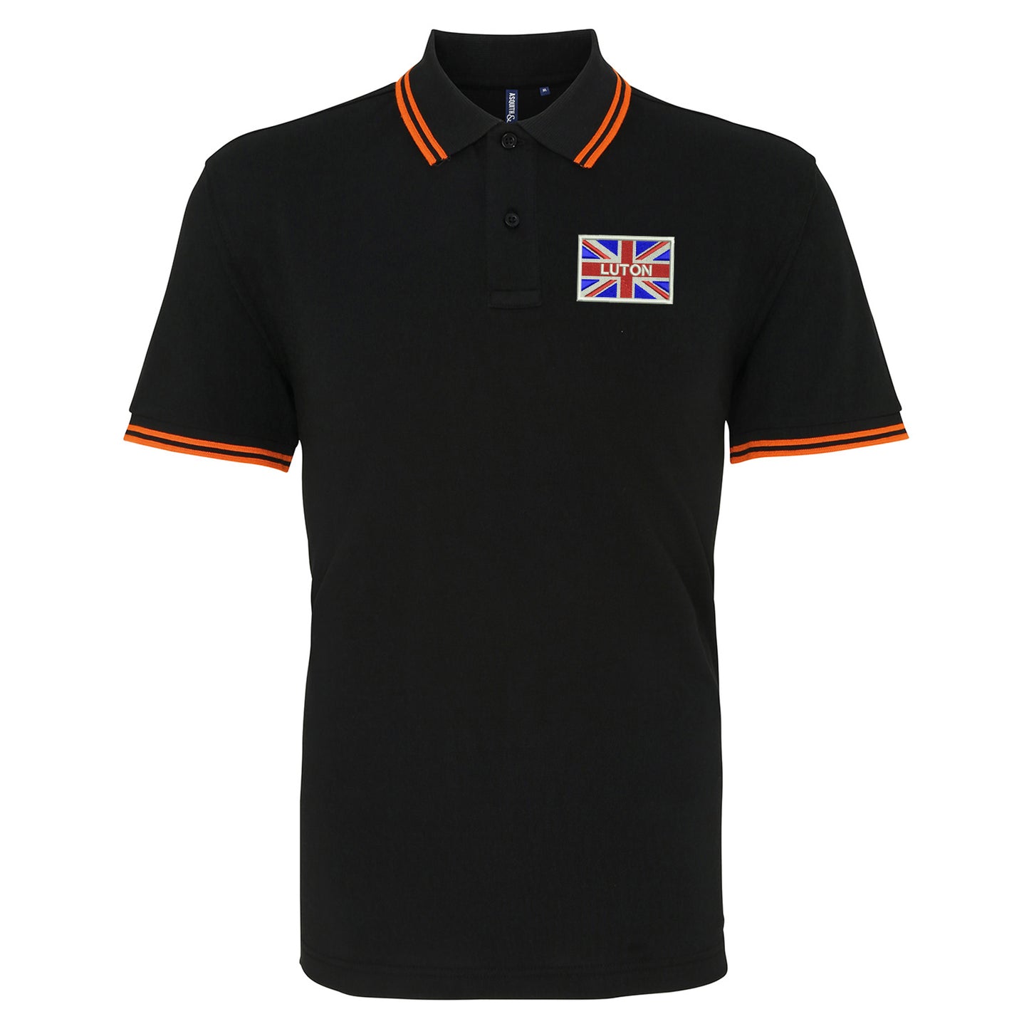 Luton Coloured Union Jack Embroidered Tipped Polo Shirt