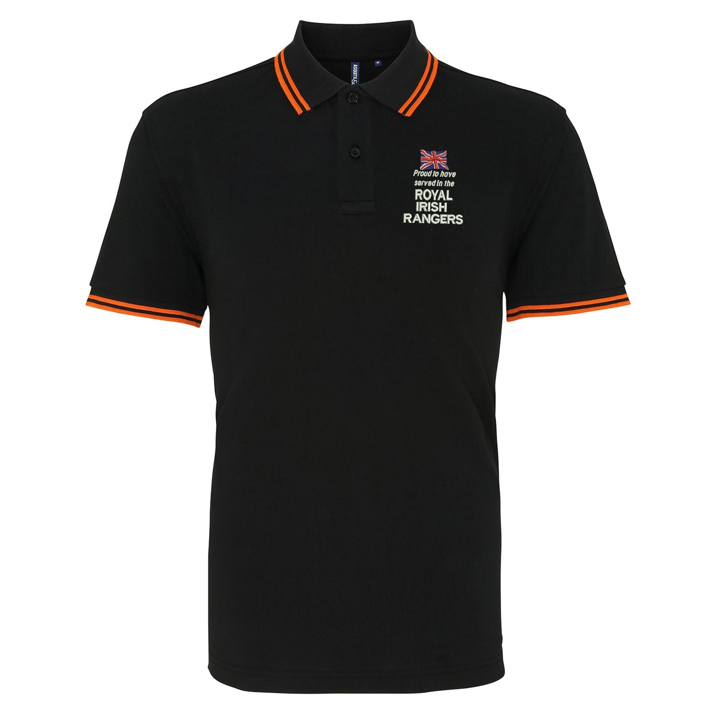 Proud to Have Served in The Royal Irish Rangers Embroidered Tipped Polo Shirt