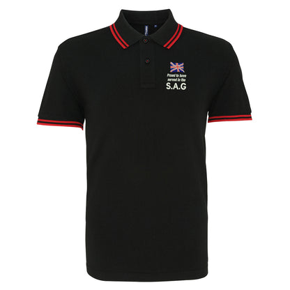 Proud to Have Served in The SAG Embroidered Tipped Polo Shirt