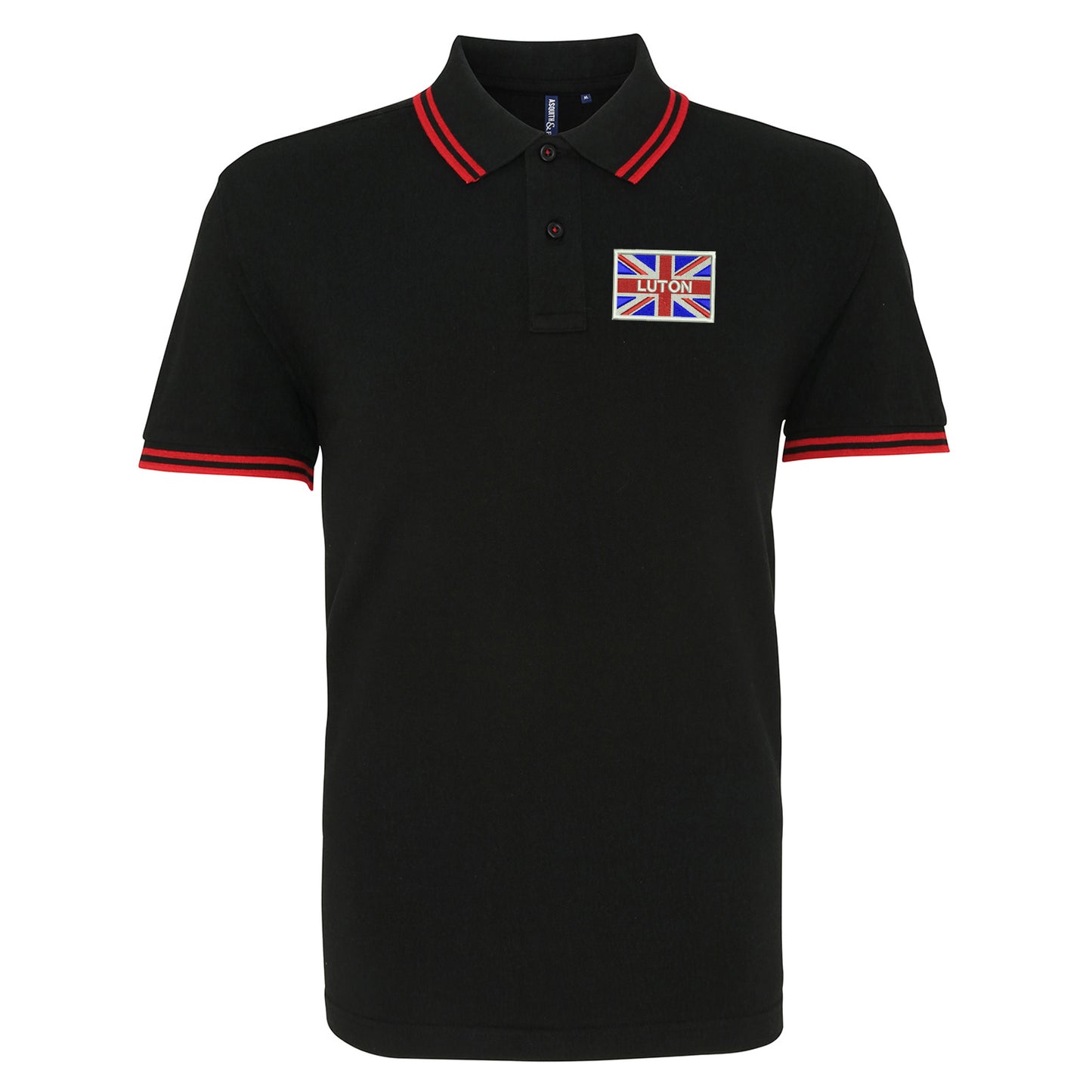 Luton Coloured Union Jack Embroidered Tipped Polo Shirt