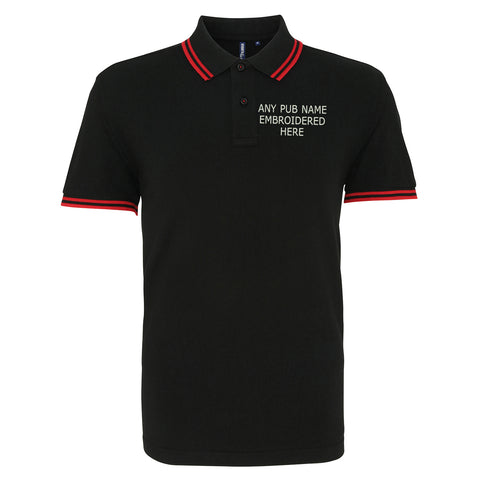 Personalised Embroidered Pub Embroidered Tipped Polo Shirt