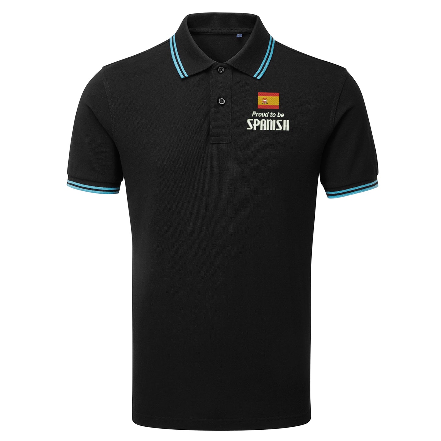 Proud to be Spanish Embroidered Tipped Polo Shirt