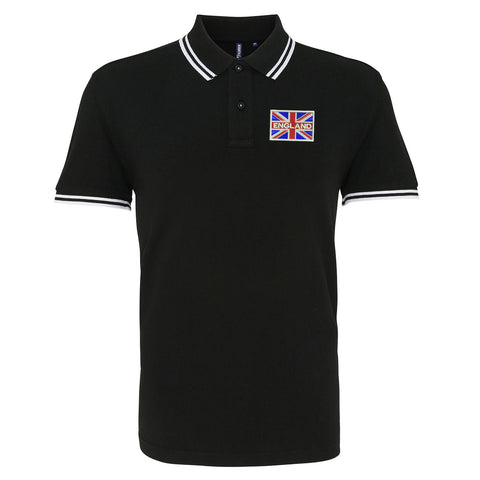 England Coloured Union Jack Embroidered Tipped Polo Shirt