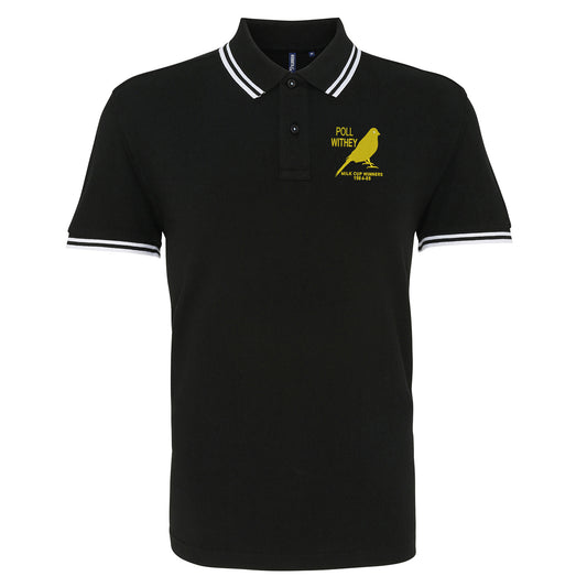 Retro Norwich Milk Cup Winners 1984-85 Embroidered Tipped Polo Shirt