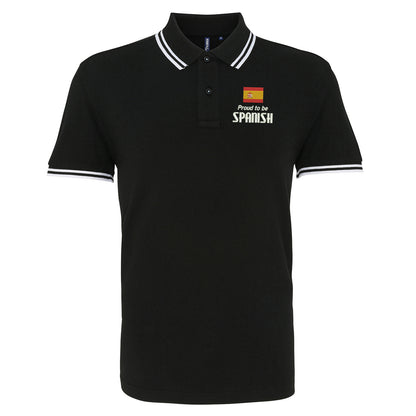 Proud to be Spanish Embroidered Tipped Polo Shirt