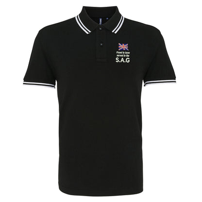 Proud to Have Served in The SAG Embroidered Tipped Polo Shirt