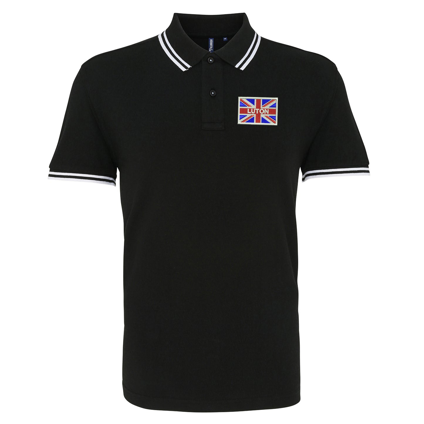 Luton Coloured Union Jack Embroidered Tipped Polo Shirt