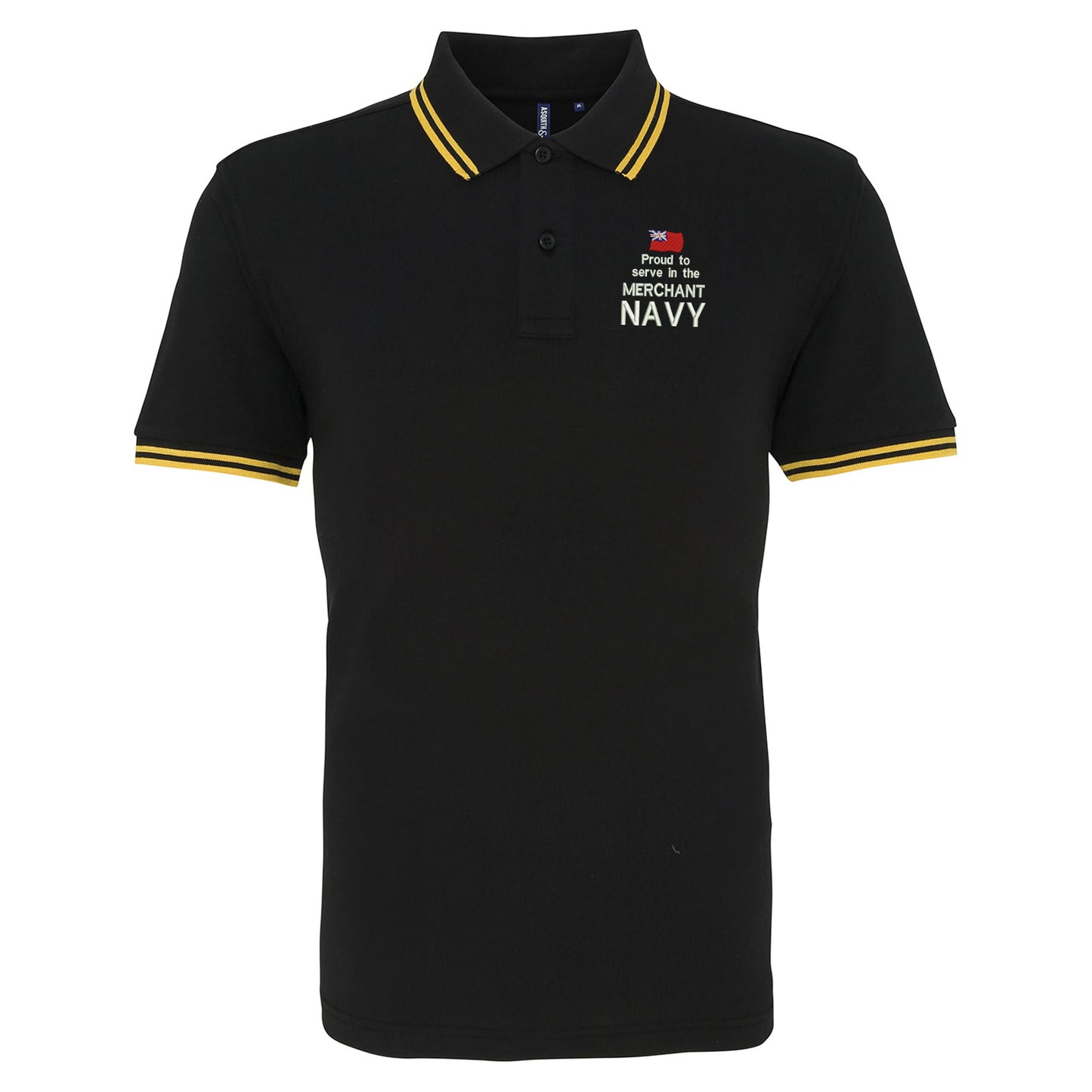 Proud to Serve in The Merchant Navy Embroidered Tipped Polo Shirt