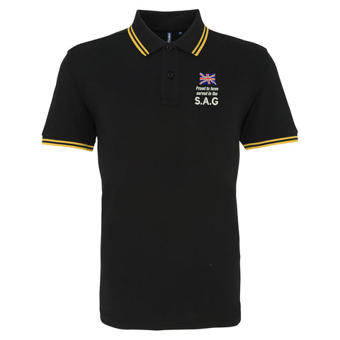 Proud to Have Served in The SAG Embroidered Tipped Polo Shirt