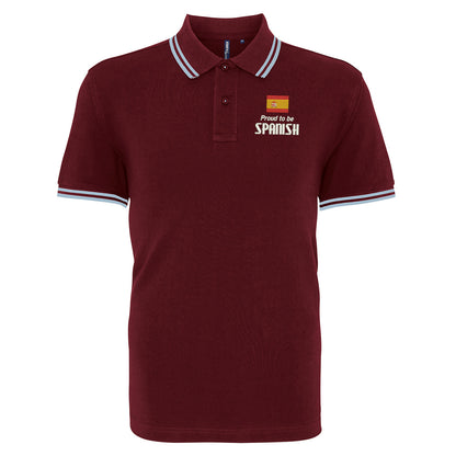 Proud to be Spanish Embroidered Tipped Polo Shirt