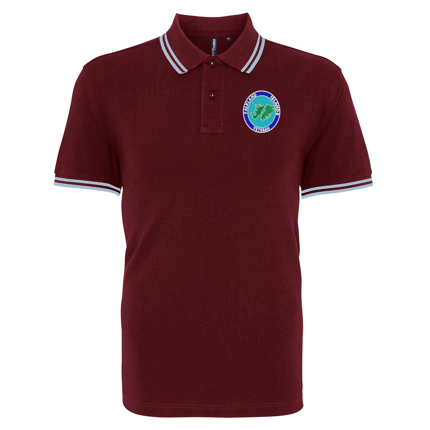 Falkland Islands Veteran Embroidered Tipped Polo Shirt