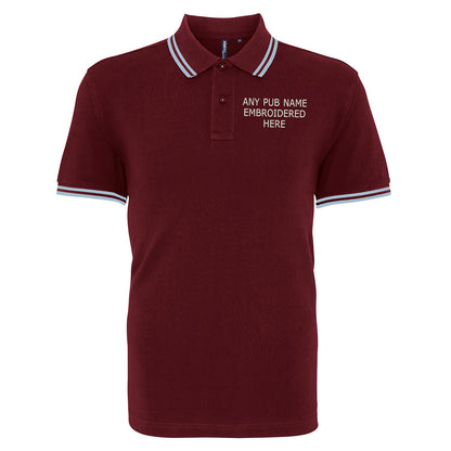 Personalised Embroidered Pub Embroidered Tipped Polo Shirt