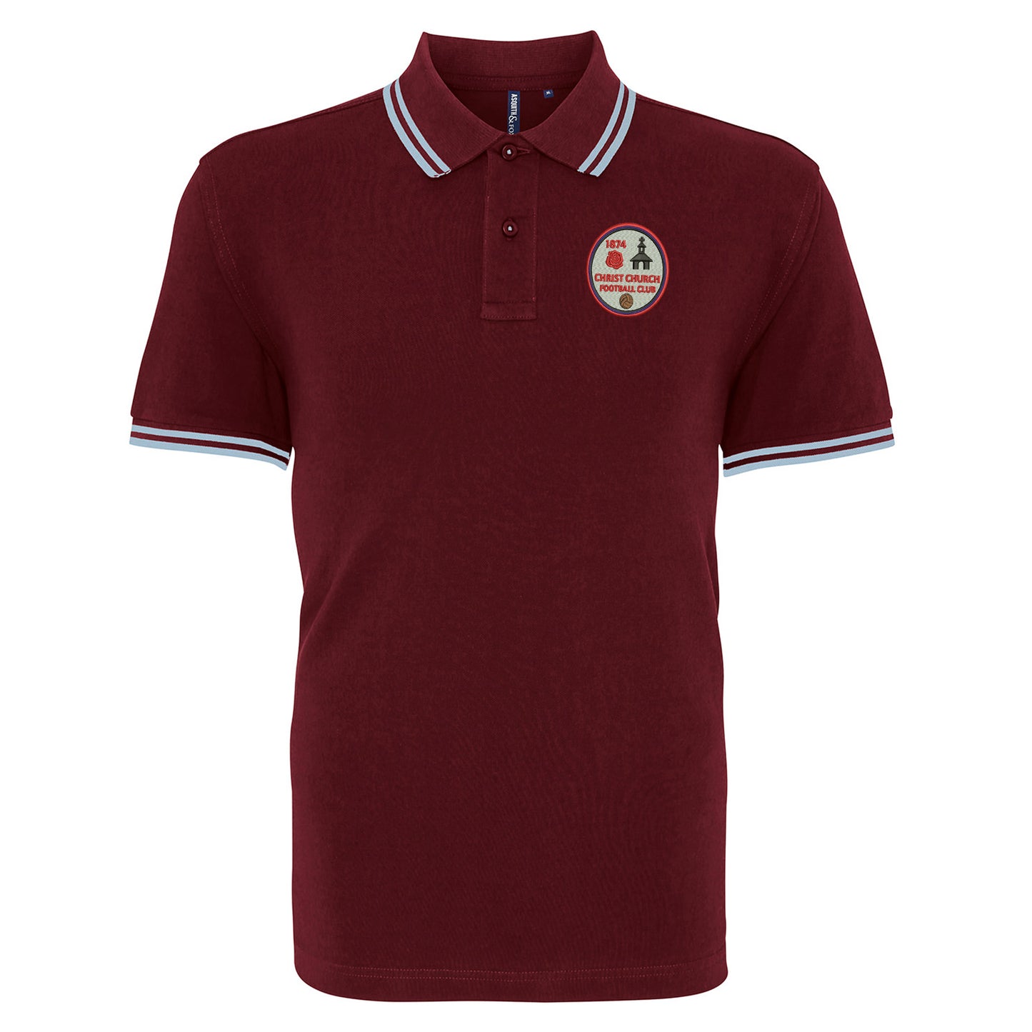 Retro Christ Church FC Embroidered Tipped Polo Shirt