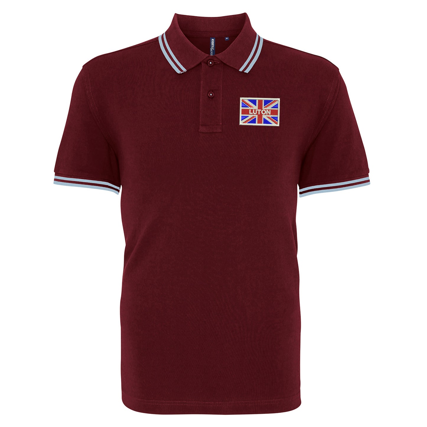 Luton Coloured Union Jack Embroidered Tipped Polo Shirt