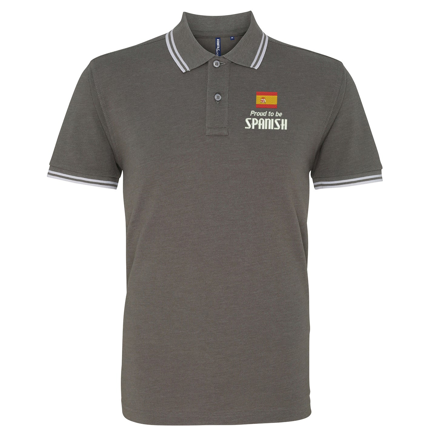 Proud to be Spanish Embroidered Tipped Polo Shirt