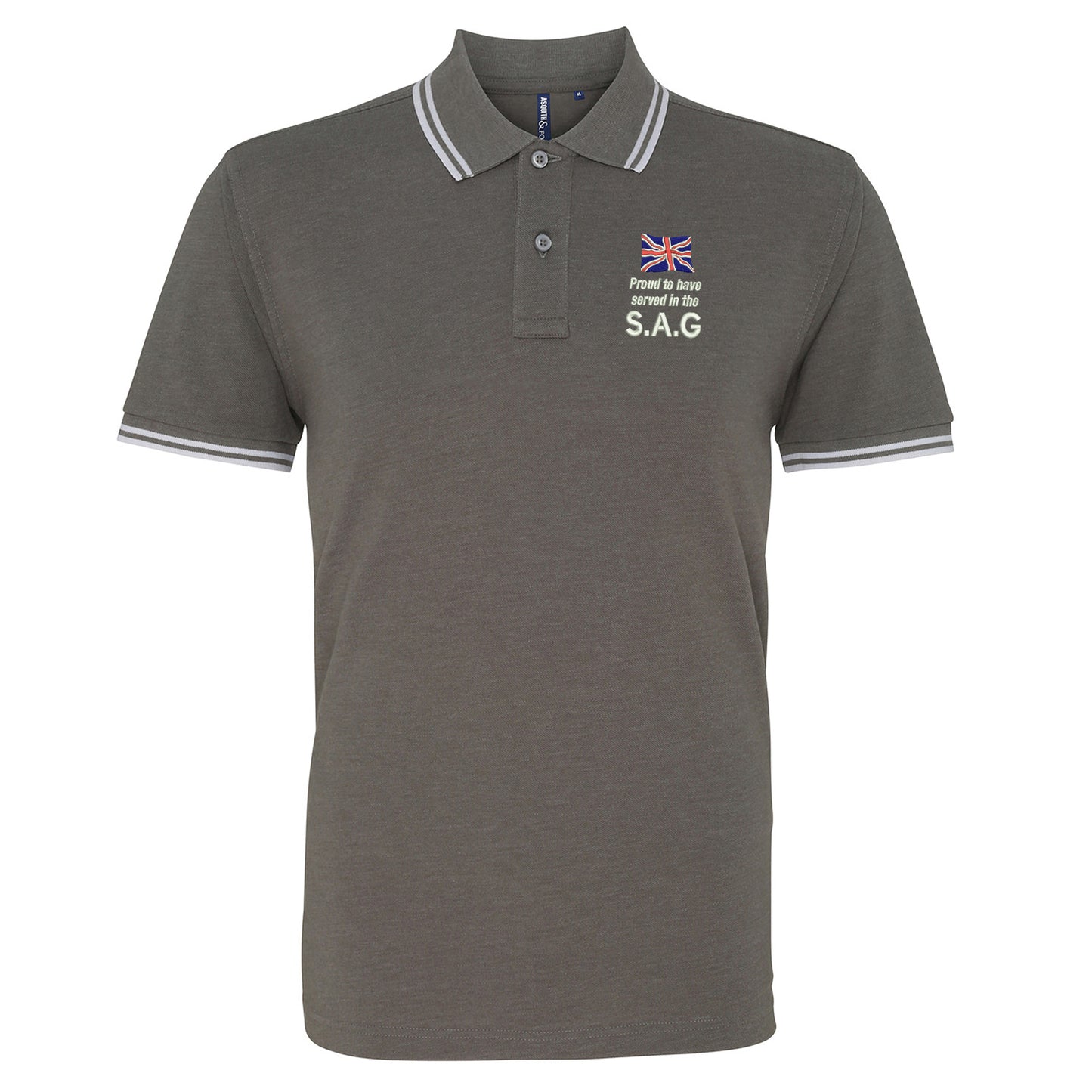 Proud to Have Served in The SAG Embroidered Tipped Polo Shirt