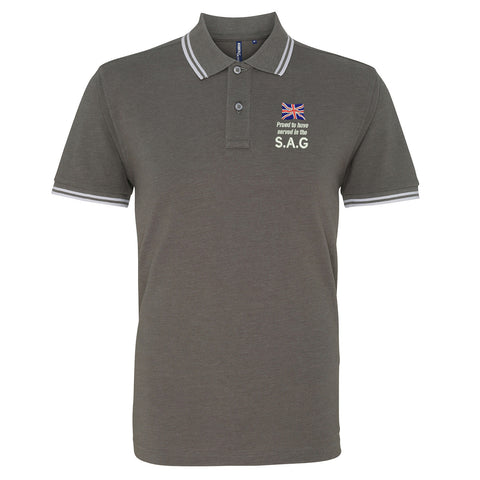Proud to Have Served in The SAG Embroidered Tipped Polo Shirt