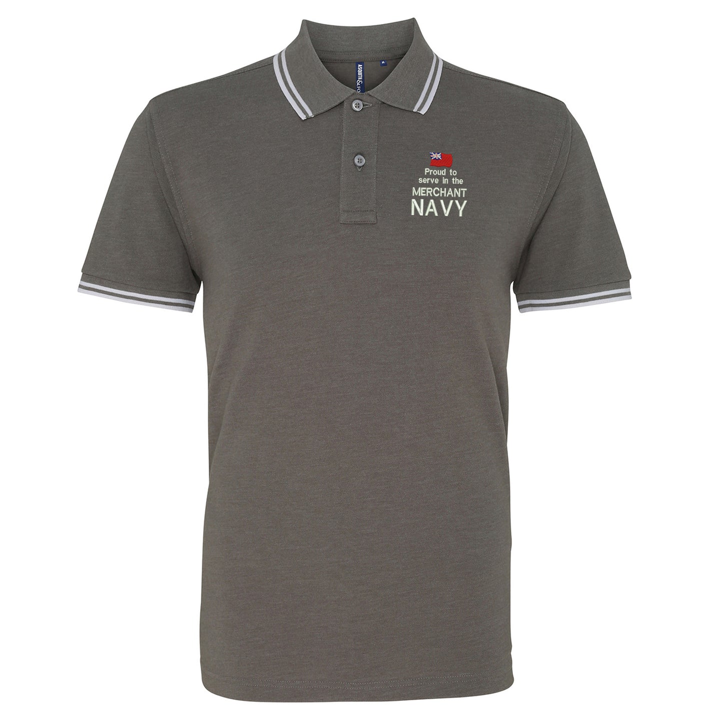 Proud to Serve in The Merchant Navy Embroidered Tipped Polo Shirt