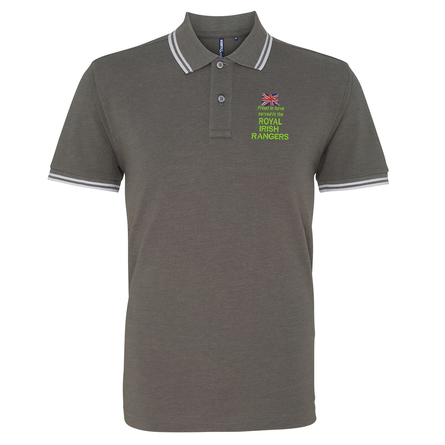 Proud to Have Served in The Royal Irish Rangers Embroidered Tipped Polo Shirt