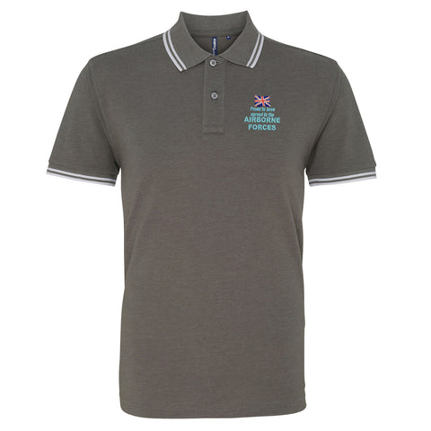 Proud to Have Served in The Airborne Forces Embroidered Tipped Polo Shirt