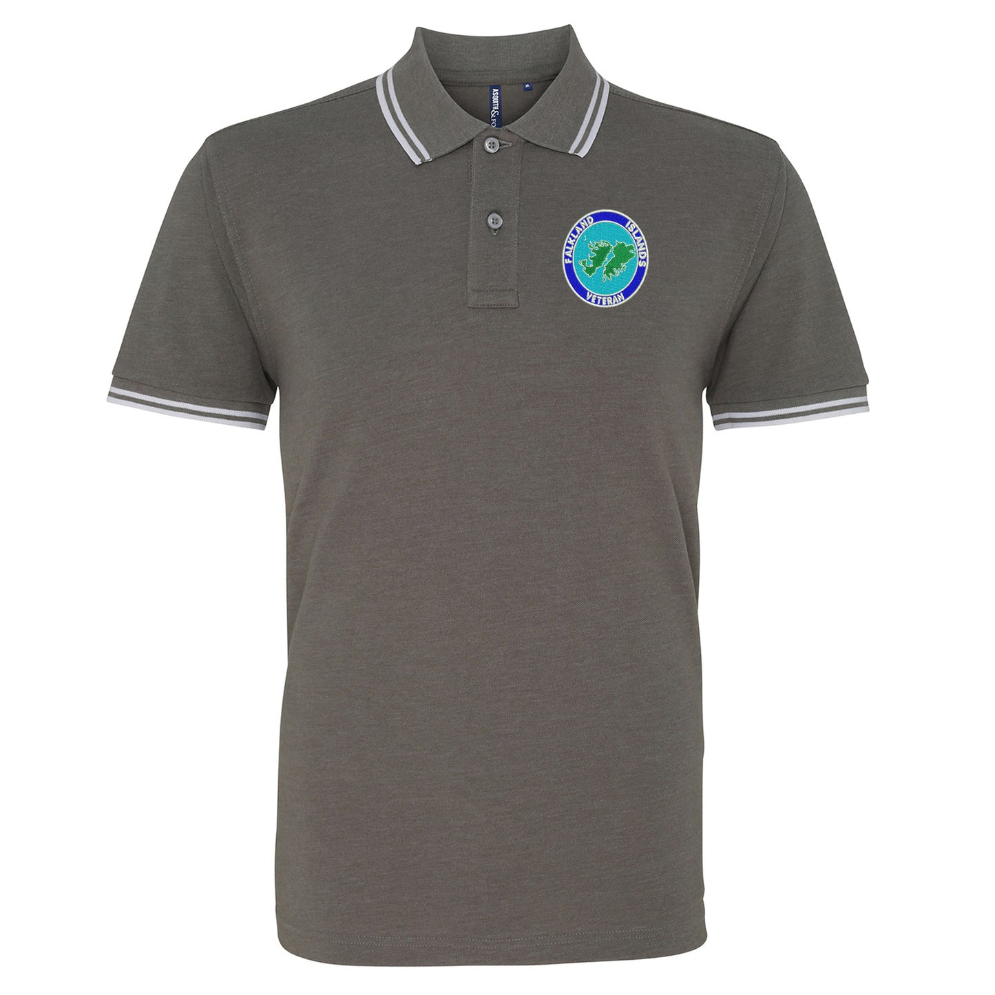 Falkland Islands Veteran Embroidered Tipped Polo Shirt