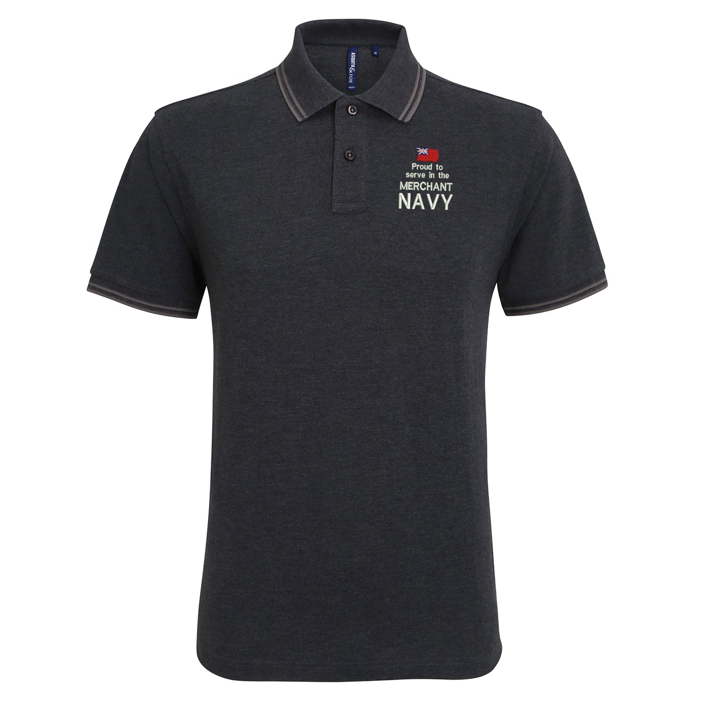 Proud to Serve in The Merchant Navy Embroidered Tipped Polo Shirt