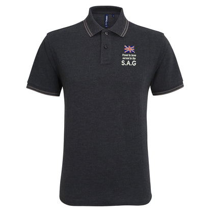 Proud to Have Served in The SAG Embroidered Tipped Polo Shirt