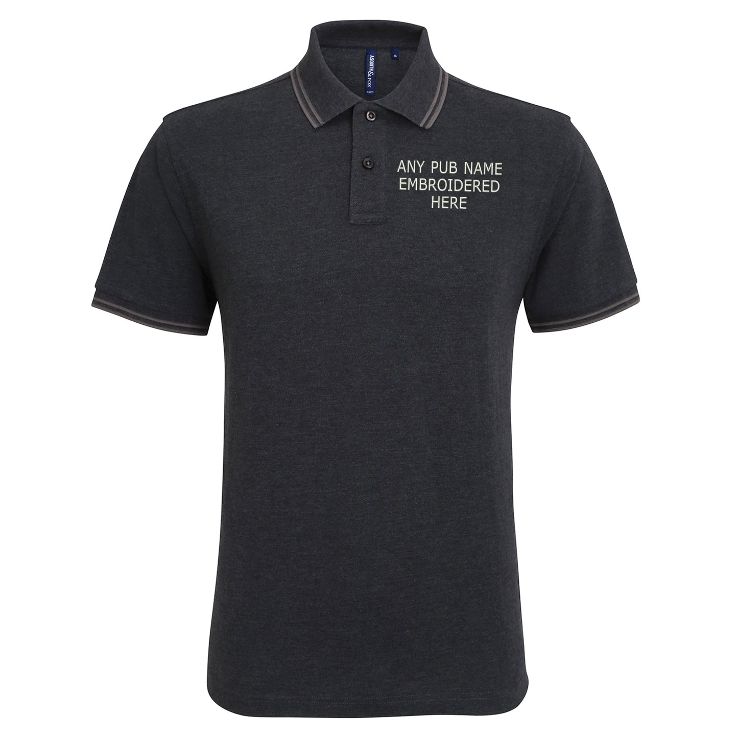 Personalised Embroidered Pub Embroidered Tipped Polo Shirt