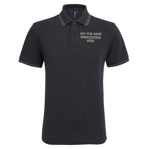 Personalised Embroidered Pub Embroidered Tipped Polo Shirt