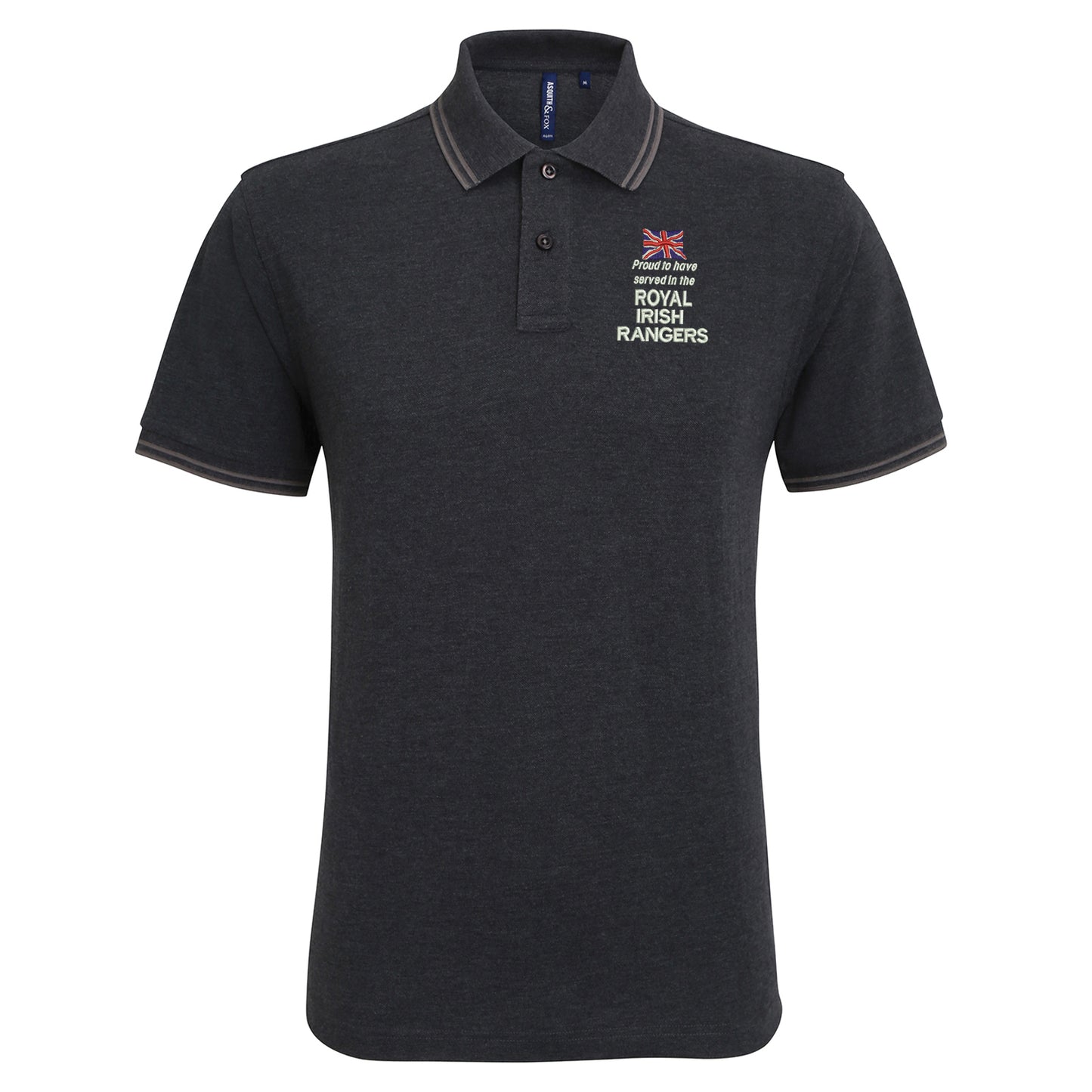 Proud to Have Served in The Royal Irish Rangers Embroidered Tipped Polo Shirt