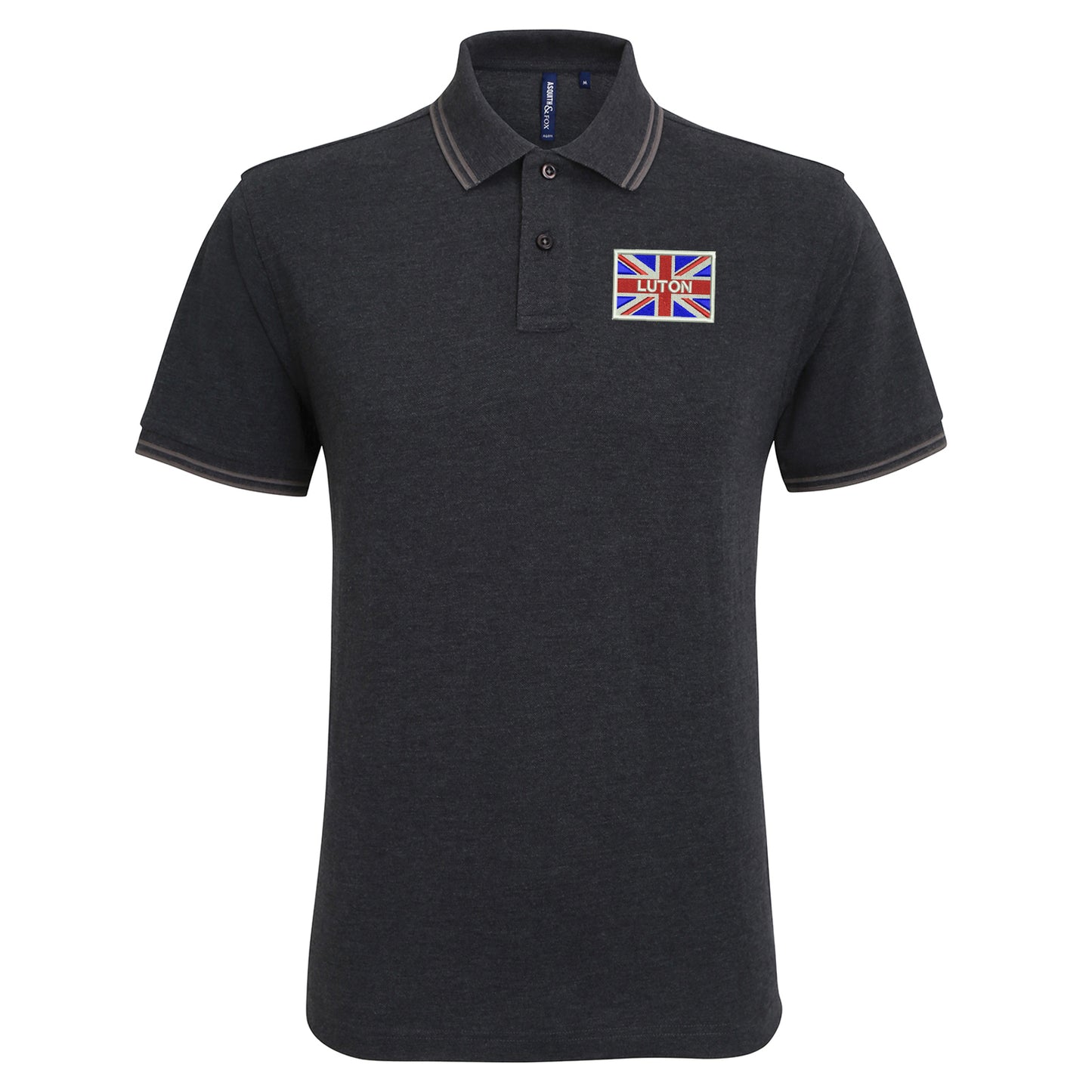 Luton Coloured Union Jack Embroidered Tipped Polo Shirt