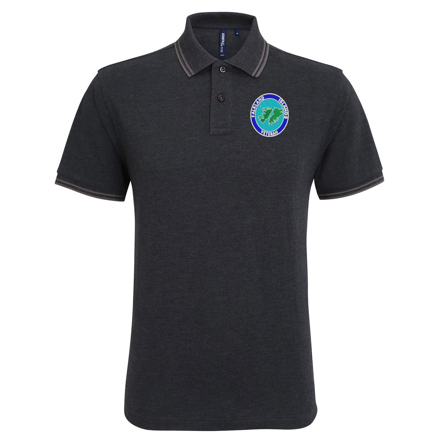 Falkland Islands Veteran Embroidered Tipped Polo Shirt