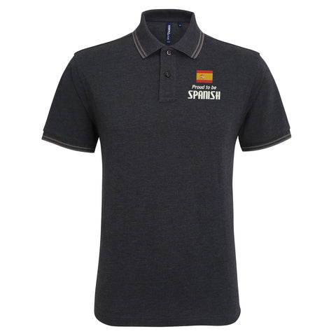 Proud to be Spanish Embroidered Tipped Polo Shirt